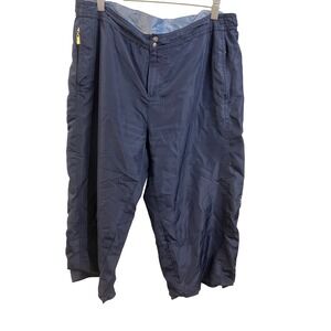 Dunlop Mens Navy Blue Mesh Lined Track‎ Pants XL Embroidered Floral Windbreaker